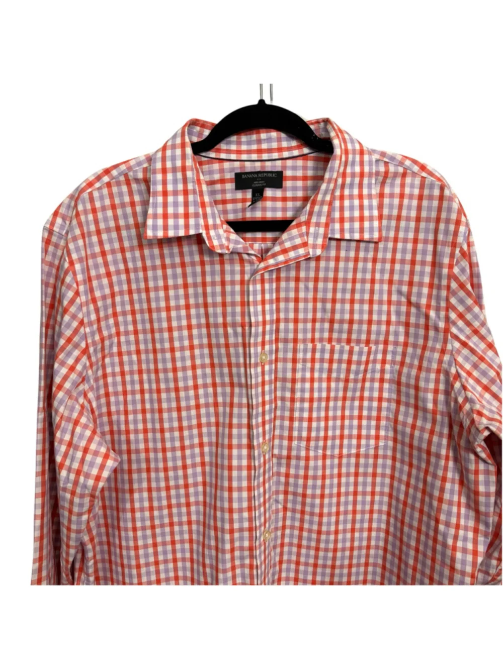 Banana Republic Non-Iron Classic Fit Plaid Button Front Shirt XL 17-17.5 35-36 C